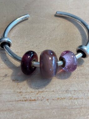 Glass lamp work beads with 925 silver core